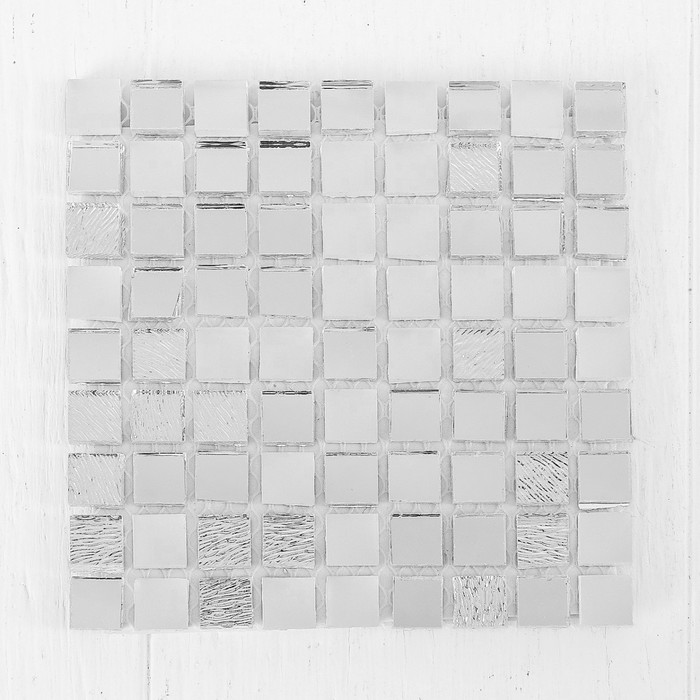 Мозаика стеклянная на клеевой основе №22, цвет серебрянный