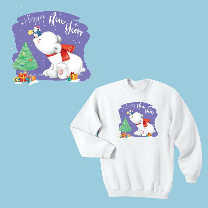 Термонаклейка для декорирования текстильных изделий Happy New Year, 15 х 15 см