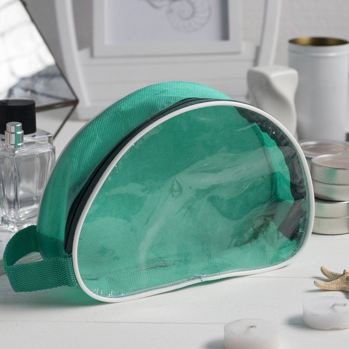Сумка-косметичка "Ракушка", 1 отдел на молнии, цвет ярко-зелёный