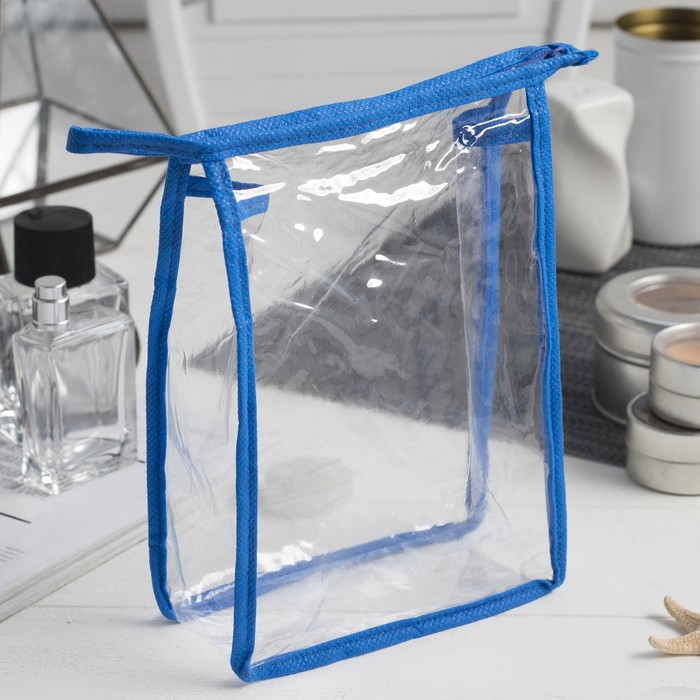 Сумка-косметичка, отдел на молнии, цвет васильковый