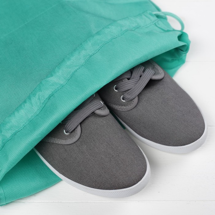 Мешок для обуви, 1 отдел на шнурке, цвет ярко-зелёный