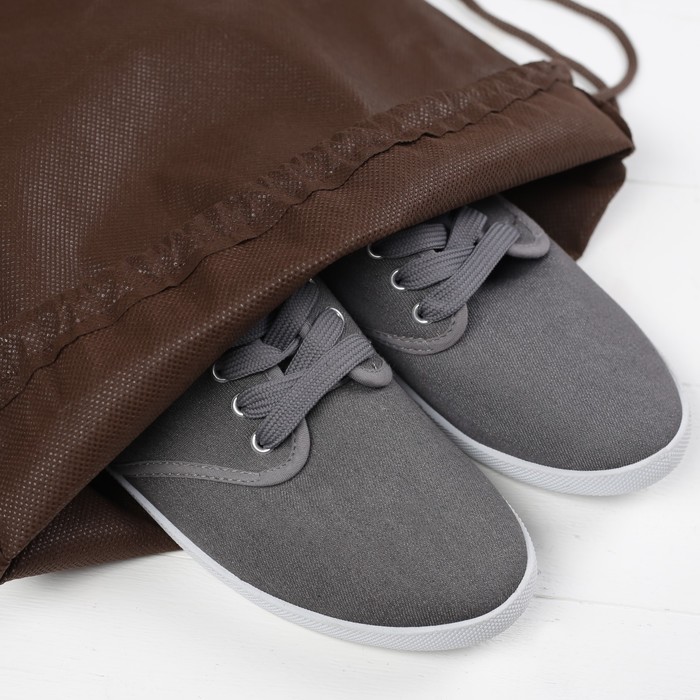 Мешок для обуви, 1 отдел на шнурке, цвет коричневый