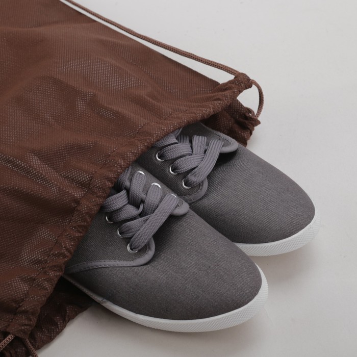 Мешок для обуви, 1 отдел на шнурке, цвет коричневый