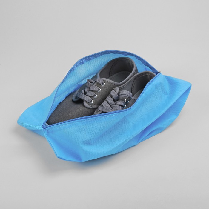 Сумка для обуви, 1 отдел на молнии, цвет голубой