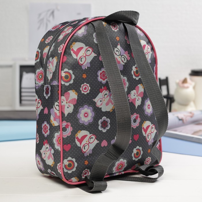 Рюкзак детский "Совы в очках", отдел на молнии, наружный карман, цвет серый