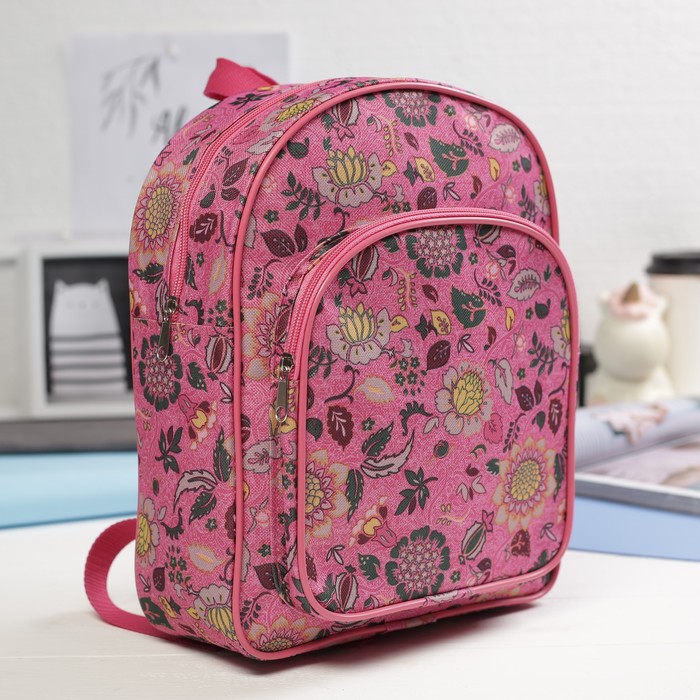 Рюкзак детский "Цветы", отдел на молнии, наружный карман, цвет розовый