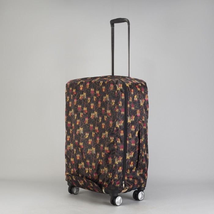Чехол для чемодана "Совята", расширение по периметру, цвет чёрный