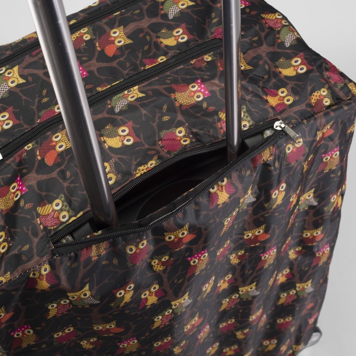 Чехол для чемодана "Совята", расширение по периметру, цвет чёрный