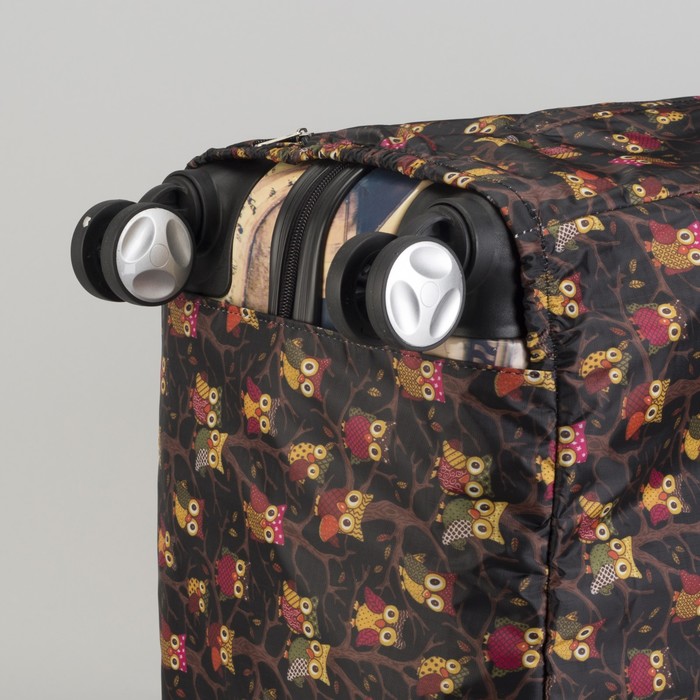 Чехол для чемодана "Совята", расширение по периметру, цвет чёрный