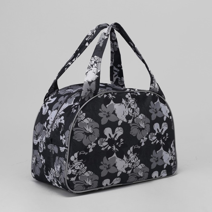 Сумка дорожная "Роза", отдел на молнии, цвет серый/белая