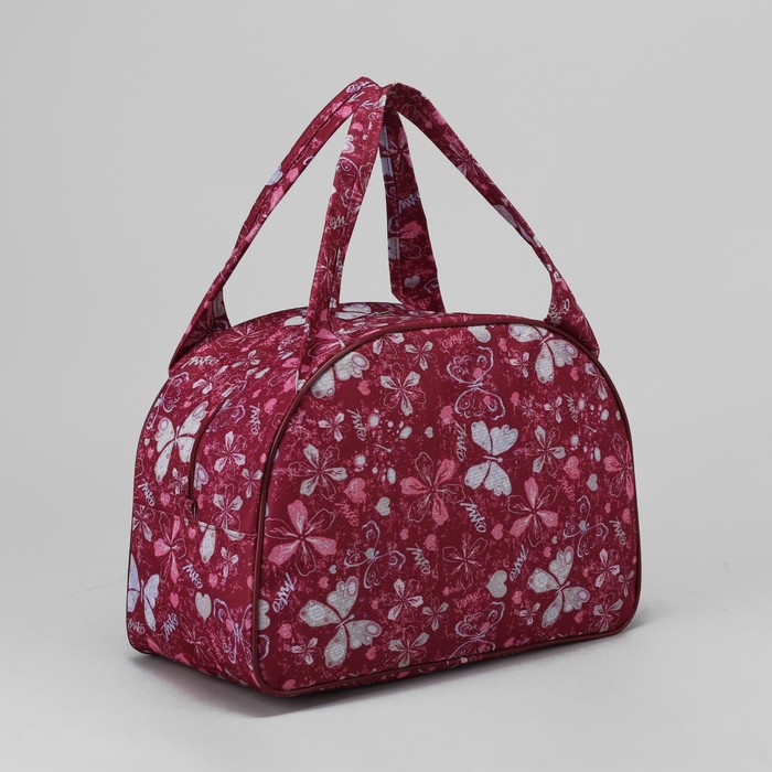 Сумка дорожная "Бабочка", отдел на молнии, цвет бордовый