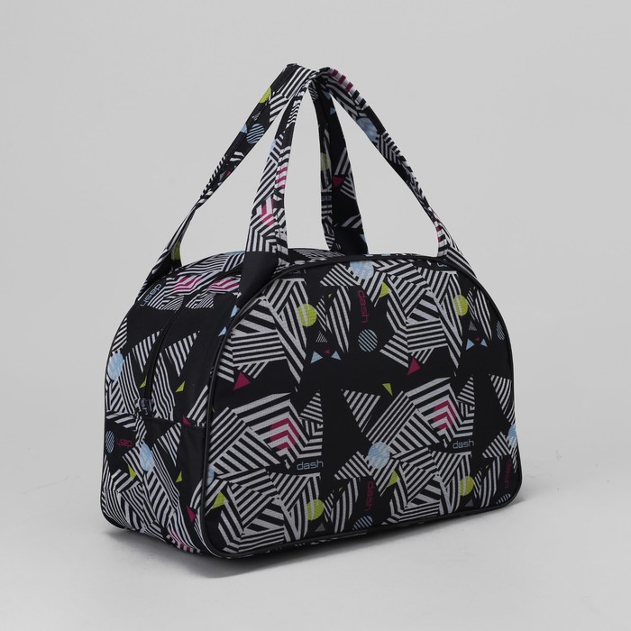 Сумка дорожная, отдел на молнии, принт чёрные/белые полоски