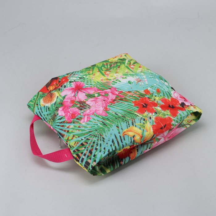 Сумка для обуви "Цветы", отдел на молнии, цвет зелёный/розовый