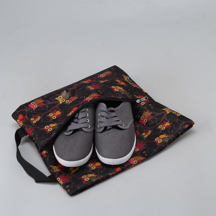 Сумка для обуви "Совята", отдел на молнии, цвет чёрный