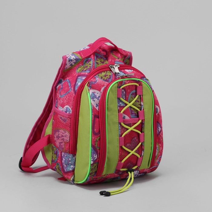 Рюкзак школьный "Сердечки", отдел на молнии, наружный карман, цвет розовый