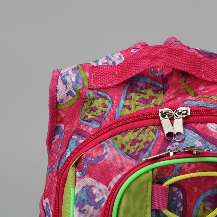 Рюкзак школьный "Сердечки", отдел на молнии, наружный карман, цвет розовый