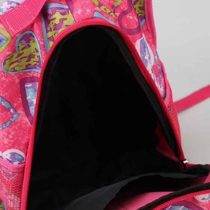 Рюкзак школьный "Сердечки", отдел на молнии, наружный карман, цвет розовый