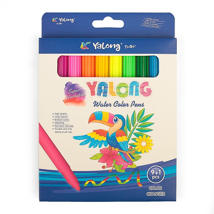 Фломастеры 10цв Магические в картонной коробке Yalong