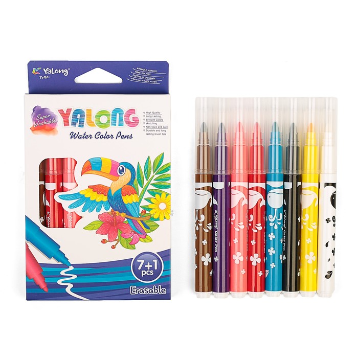 Фломастеры 08цв ТОЛСТЫЕ в картонной коробке Yalong вентилируемый колпачок МИКС