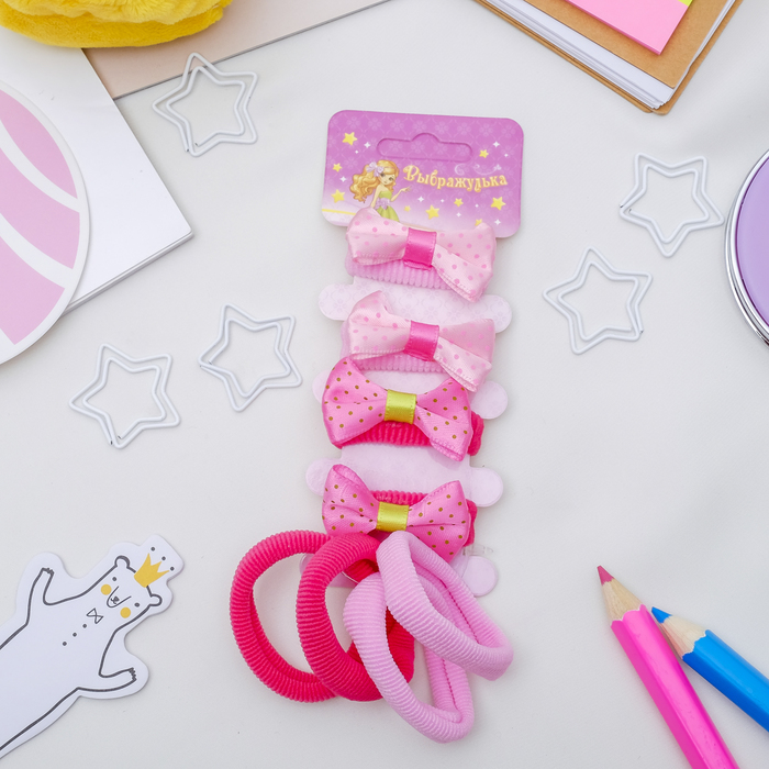 Резинка для волос "Бантик" набор 8 шт точка
