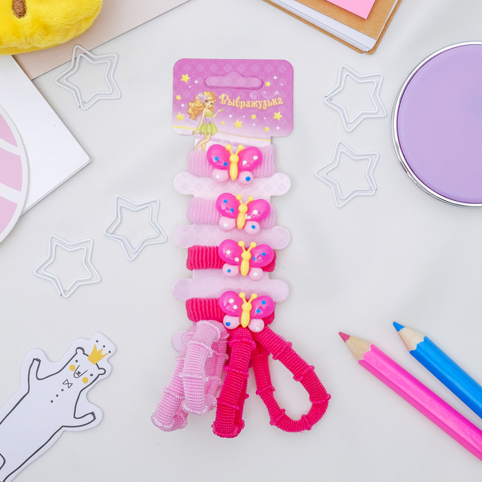 Резинка для волос "Манечка" набор 8 шт бабочка яркая