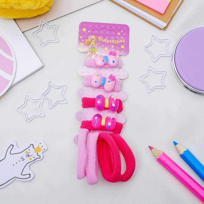 Резинка для волос "Манечка" набор 8 шт бантик