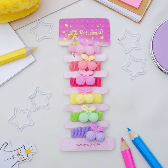 Резинка для волос "Детский каприз" набор 6 шт вишенка