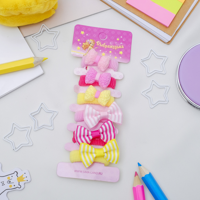 Резинка для волос "Детский каприз" набор 6 шт бантик текстура