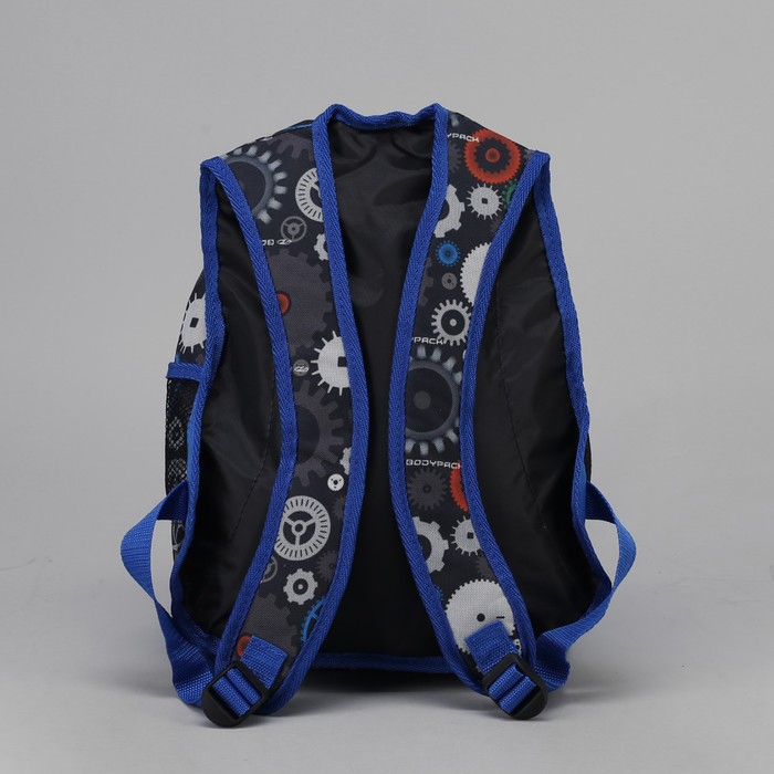 Рюкзак школьный "Шестерёнки", отдел на молнии, наружный карман, цвет чёрный