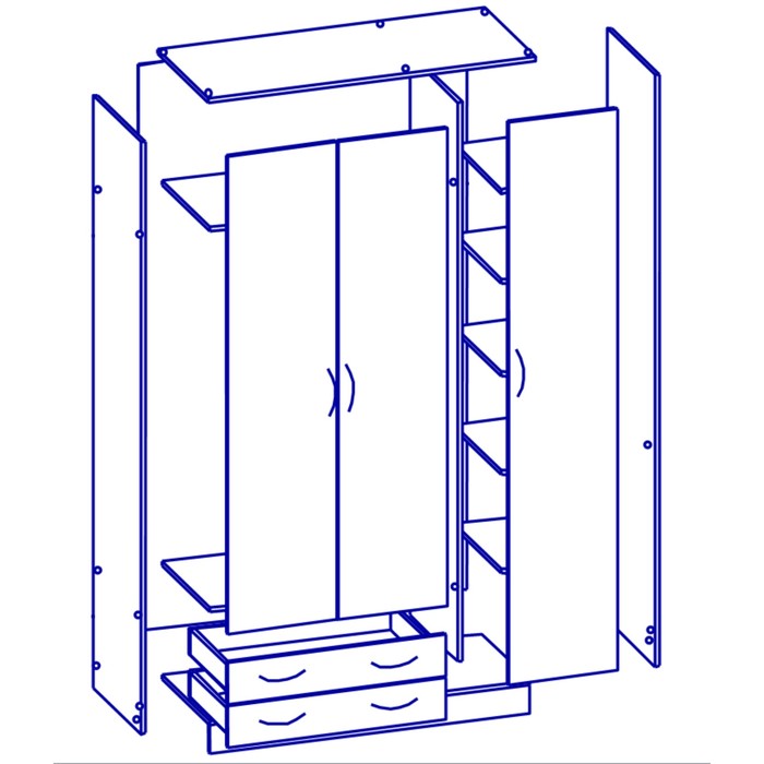 Шкаф 3-х створчатый Рэд, 1200х510х2120, Венге/Белфорт