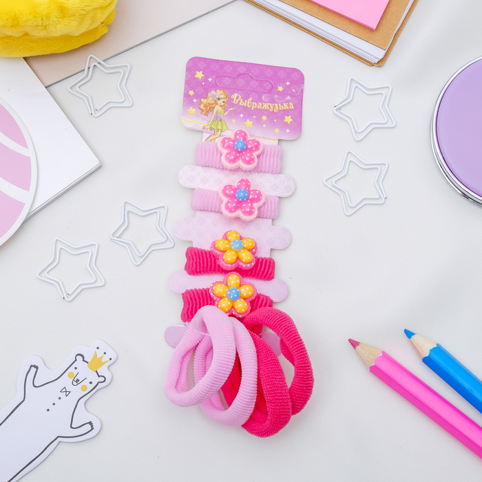 Резинка для волос "Манечка" набор 8 шт василек