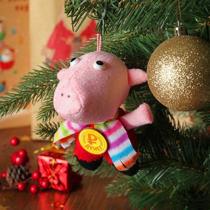 Мягкая игрушка-подвеска хрюшка "Денег", 12 см