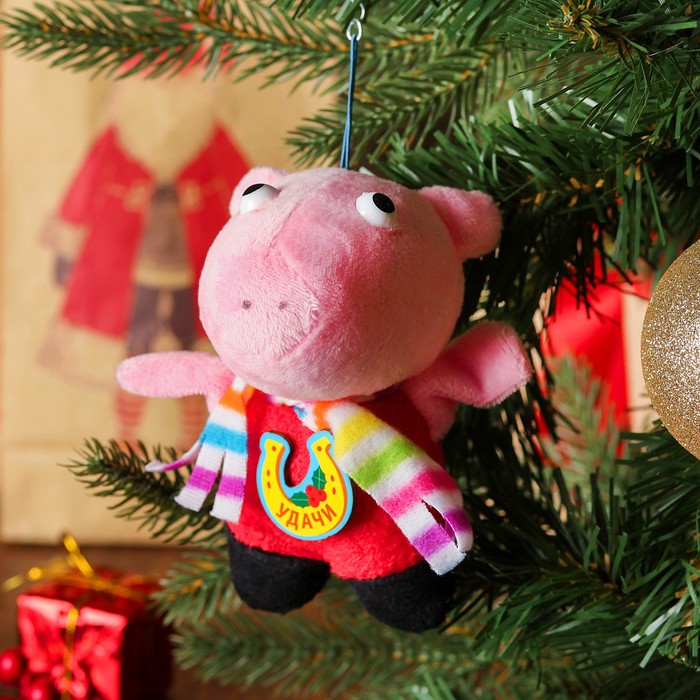 Мягкая игрушка-подвеска хрюшка "Удачи", 12 см