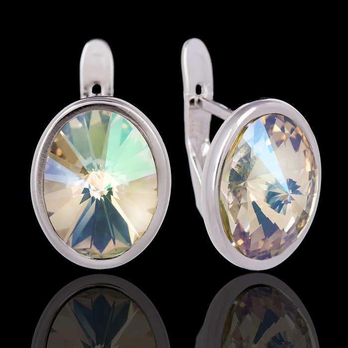 Серьги "Линтос мал.", цвет зелёный в серебре