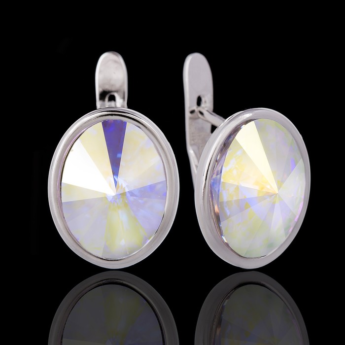 Серьги "Линтос мал.", цвет радужный в серебре