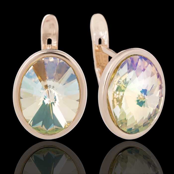 Серьги "Линтос мал.", цвет зелёный в золоте