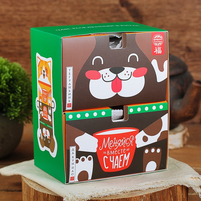 Набор чая в пакетиках Те Гуань Инь, Да Хун Пао "Меняйся вместе с чаем", 40 шт