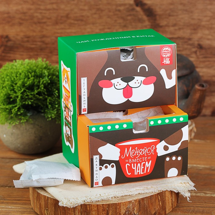 Набор чая в пакетиках Те Гуань Инь, Да Хун Пао "Меняйся вместе с чаем", 40 шт