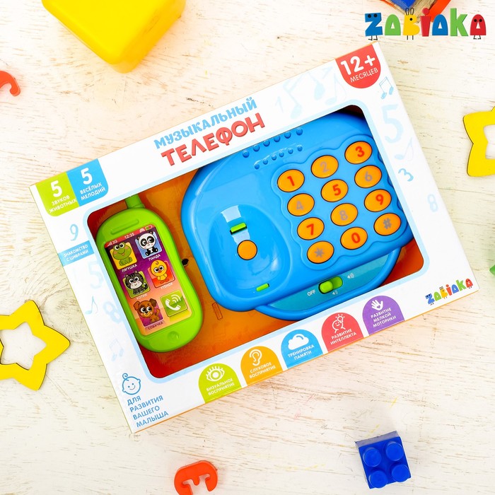 Музыкальный телефон «Зоопарк», звуковые эффекты, работает от батареек