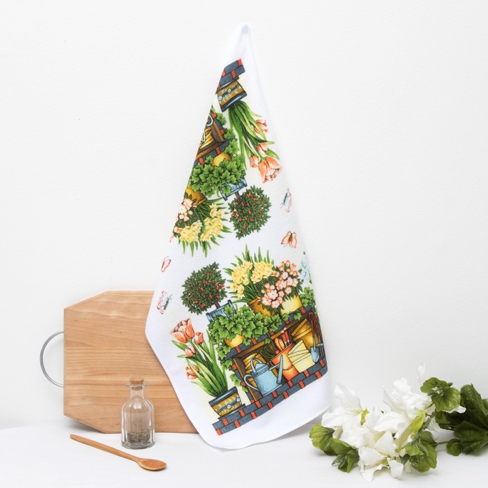 Полотенце кухонное "Доляна" 38*65 см Сад, микрофибра