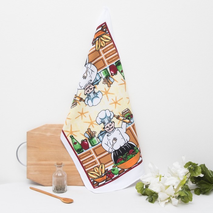 Полотенце кухонное "Доляна" 38*65 см Шеф повар, микрофибра