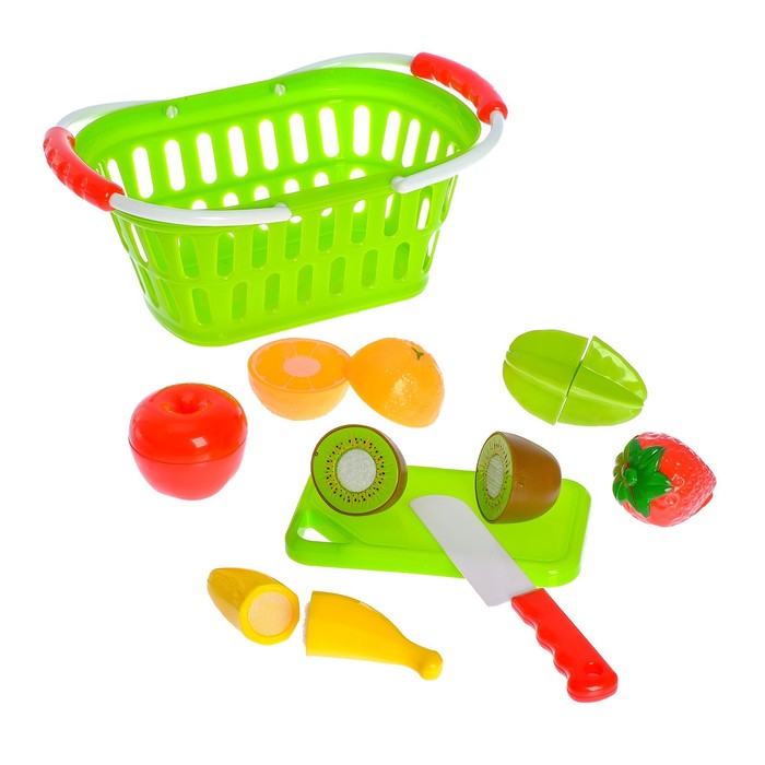 Набор продуктов для резки "Полянка" в корзинке, 9 предметов