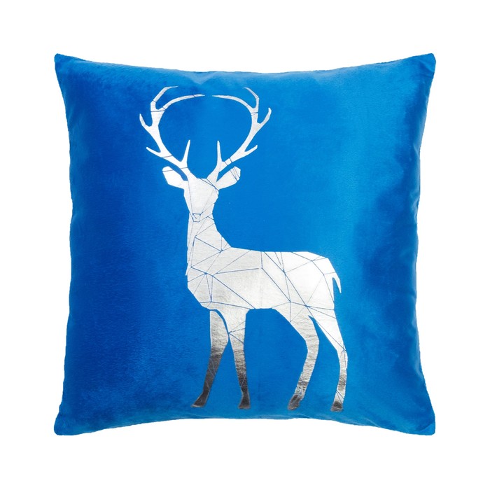 Наволочка декоративная Collorista серебро "Олень" 40х40 см, велюр, 100% п/э