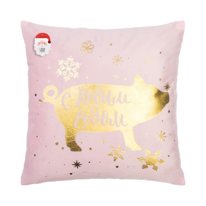 Наволочка декоративная Collorista золото "Поросёнок" 40х40 см, велюр, 100% п/э