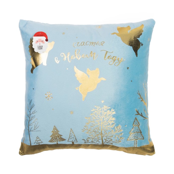 Наволочка декоративная Collorista золото "Свинки" 40х40 см, велюр, 100% п/э