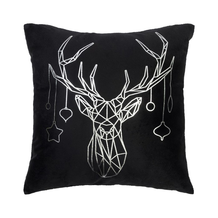 Наволочка декоративная Collorista серебро "Новогодняя" 40х40 см, велюр, 100% п/э