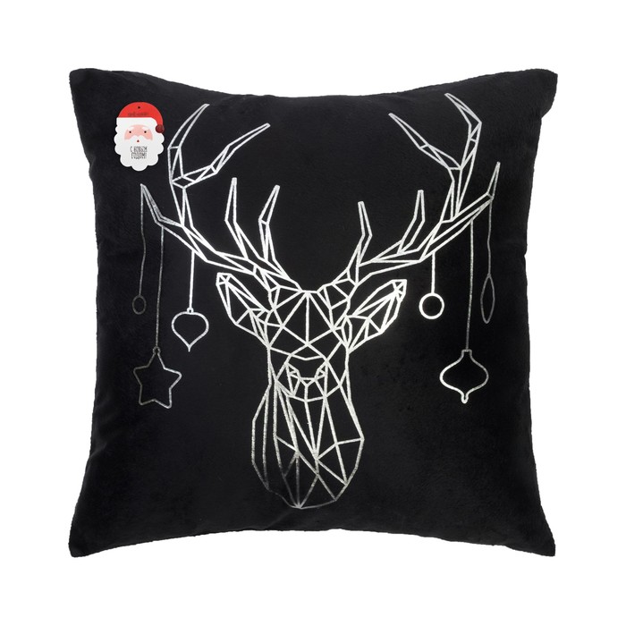 Наволочка декоративная Collorista серебро "Новогодняя" 40х40 см, велюр, 100% п/э