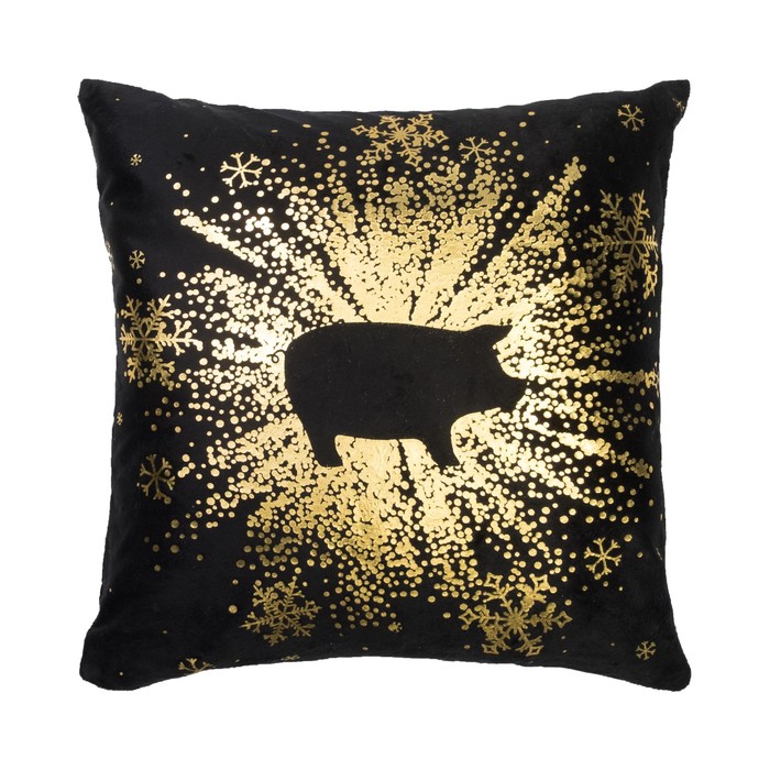 Наволочка декоративная Collorista золото "Символ года" 40х40 см, велюр, 100% п/э