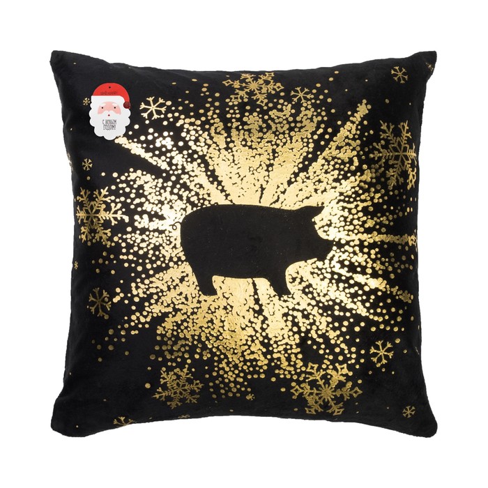 Наволочка декоративная Collorista золото "Символ года" 40х40 см, велюр, 100% п/э