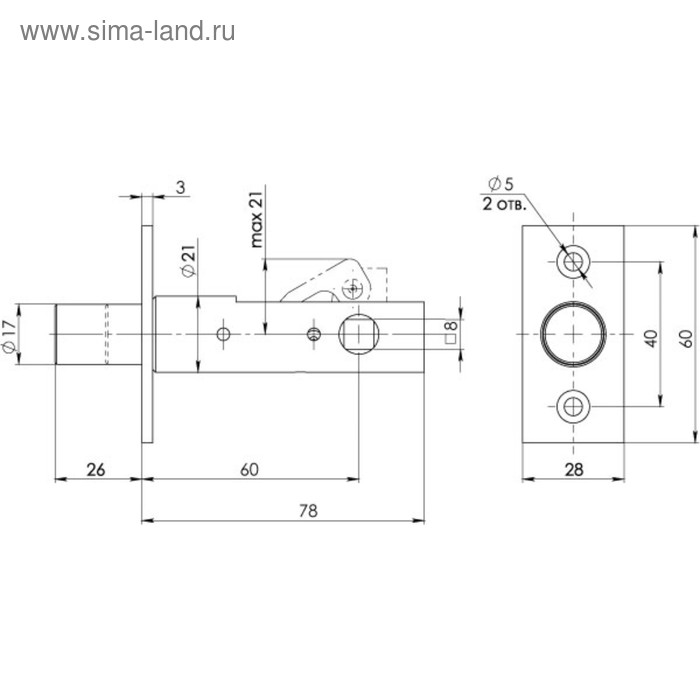 фото Задвижка врезная fuaro db 860 cp, 60 мм, цвет хром